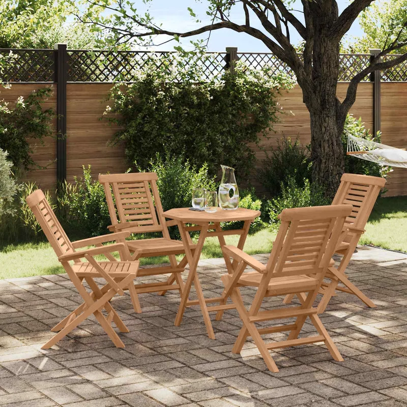 Garden Set 5 pcs Brown Soild Teak Wood