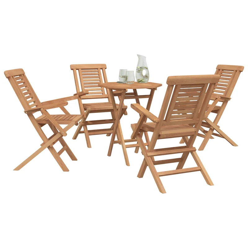 Garden Set 5 pcs Brown Soild Teak Wood