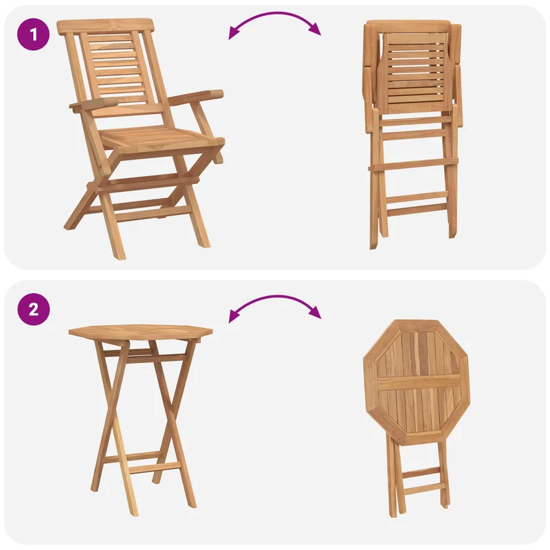 Garden Set 5 pcs Brown Soild Teak Wood