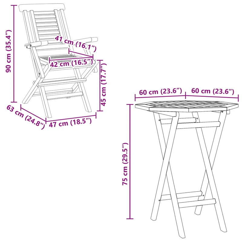 Garden Set 5 pcs Brown Soild Teak Wood