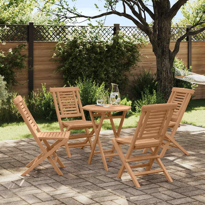 Garden Set 5 pcs Brown Soild Teak Wood