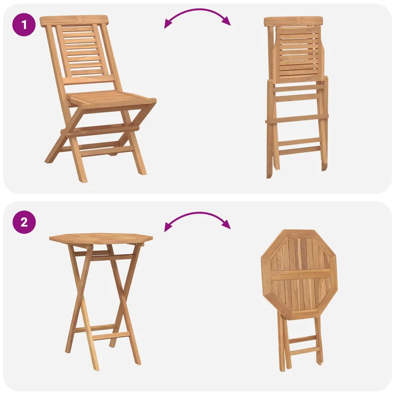 Garden Set 5 pcs Brown Soild Teak Wood