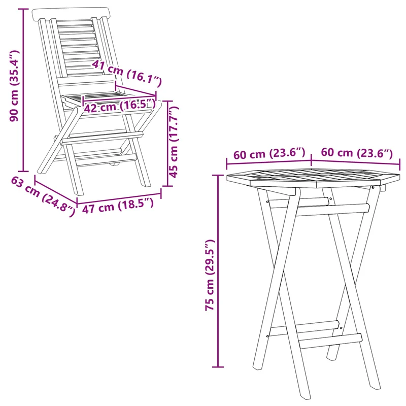 Garden Set 5 pcs Brown Soild Teak Wood