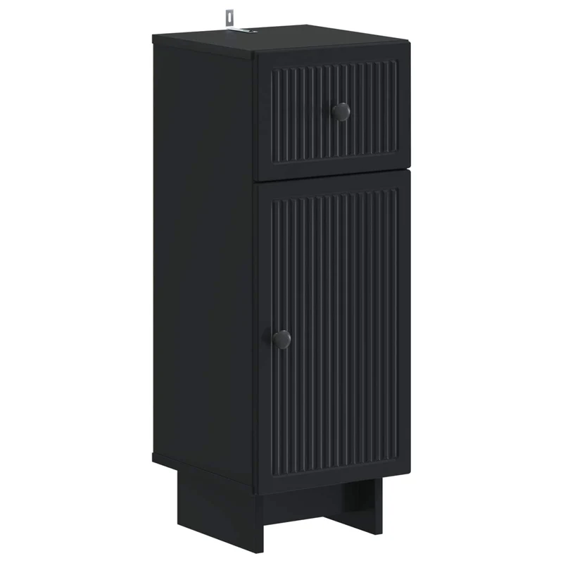 4 Piece Bathroom Cabinet Set EDE Black Engineered Wood
