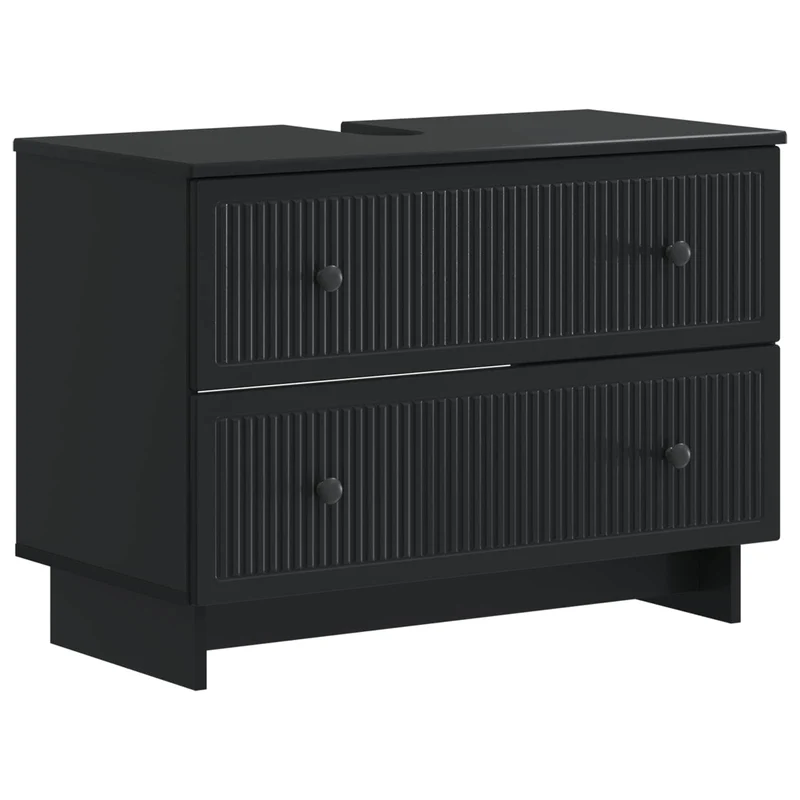 4 Piece Bathroom Cabinet Set EDE Black Engineered Wood