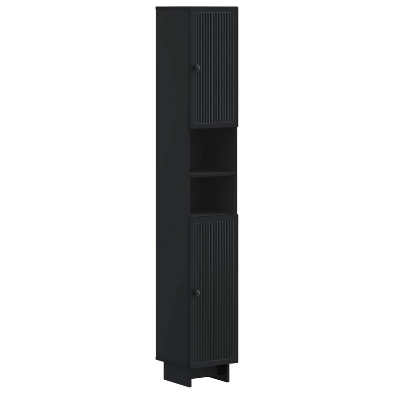 4 Piece Bathroom Cabinet Set EDE Black Engineered Wood