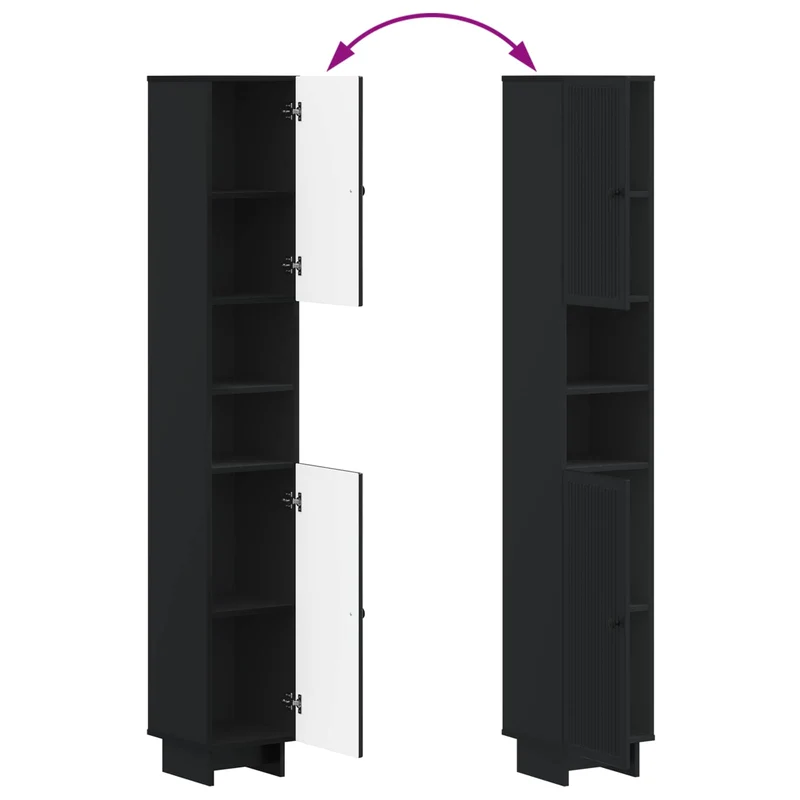 4 Piece Bathroom Cabinet Set EDE Black Engineered Wood