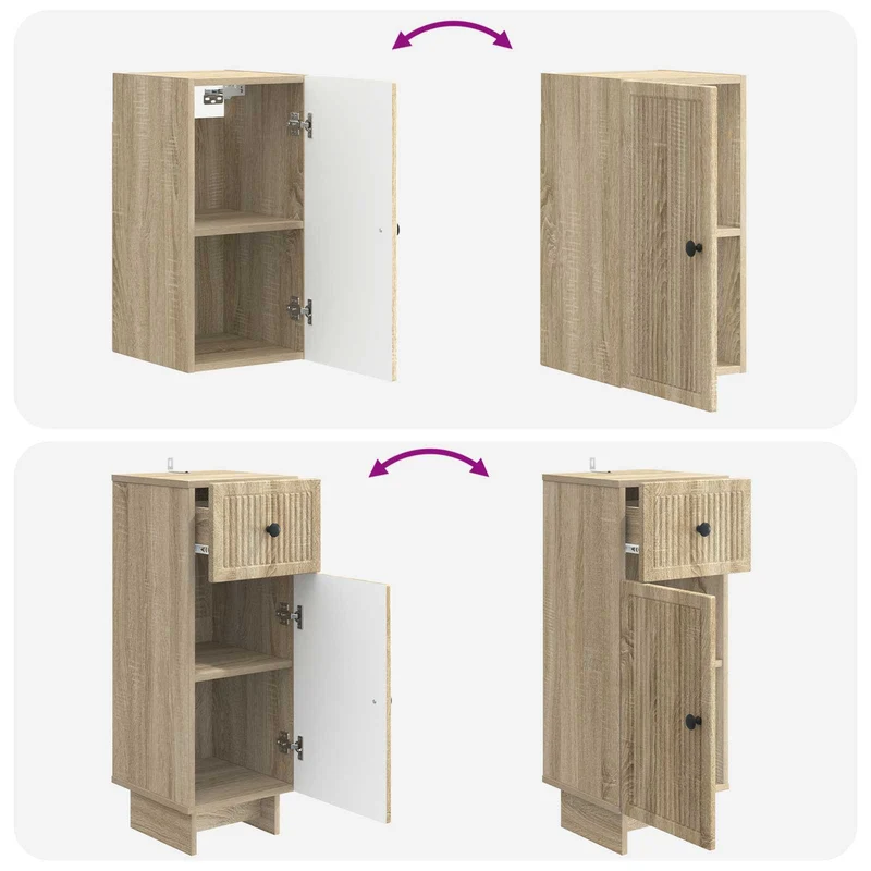 4 Piece Bathroom Cabinet Set EDE Sonoma Oak Engineered Wood