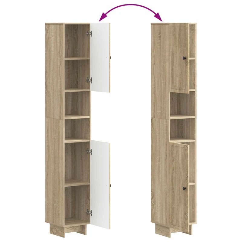 4 Piece Bathroom Cabinet Set EDE Sonoma Oak Engineered Wood