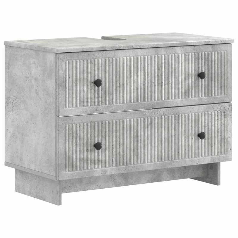 4 Piece Bathroom Cabinet Set EDE Concrete Grey Engineered Wood