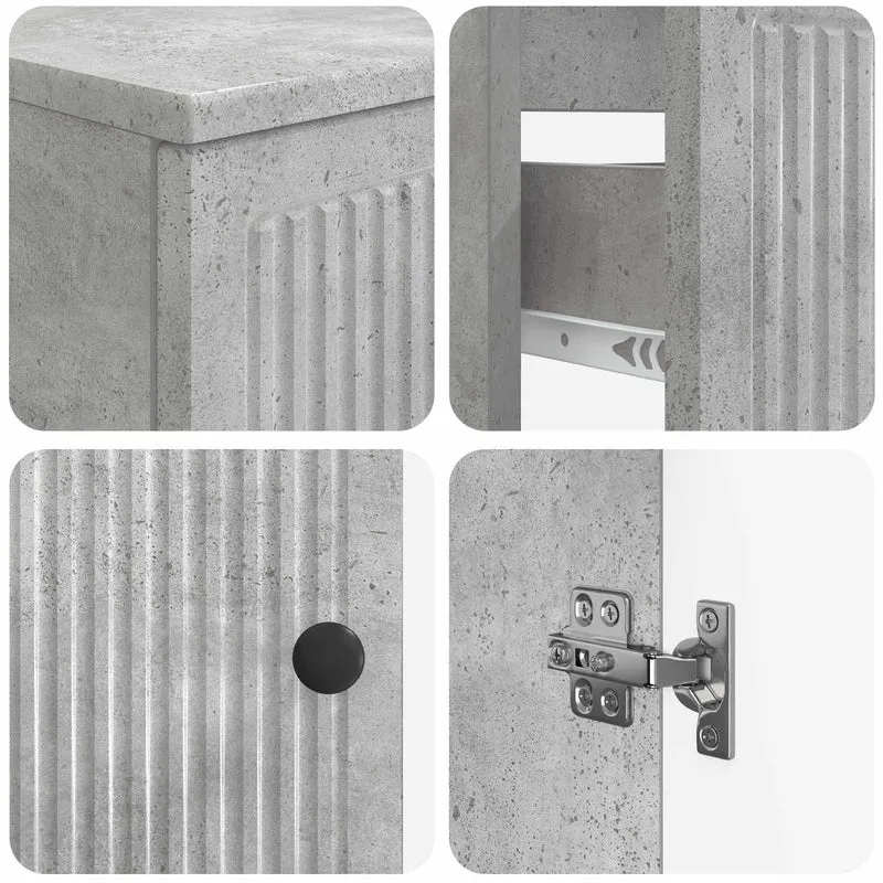 4 Piece Bathroom Cabinet Set EDE Concrete Grey Engineered Wood