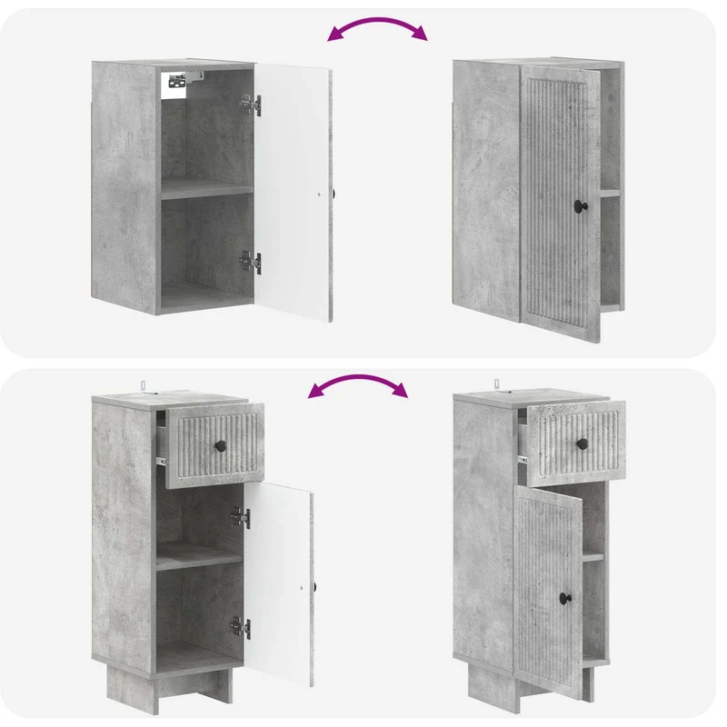 4 Piece Bathroom Cabinet Set EDE Concrete Grey Engineered Wood