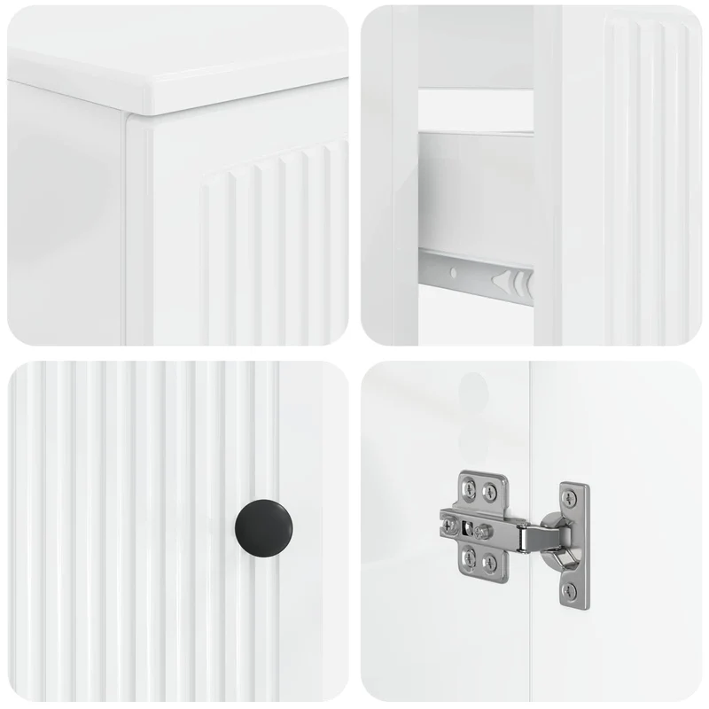 4 Piece Bathroom Cabinet Set EDE High Gloss White
