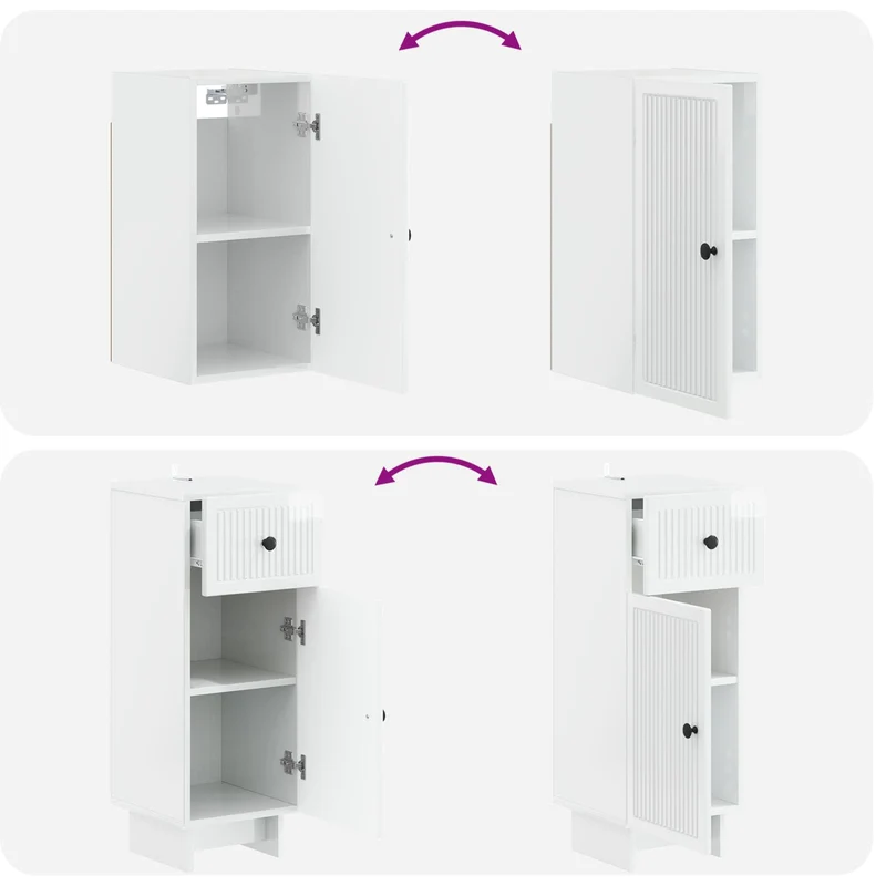 4 Piece Bathroom Cabinet Set EDE High Gloss White