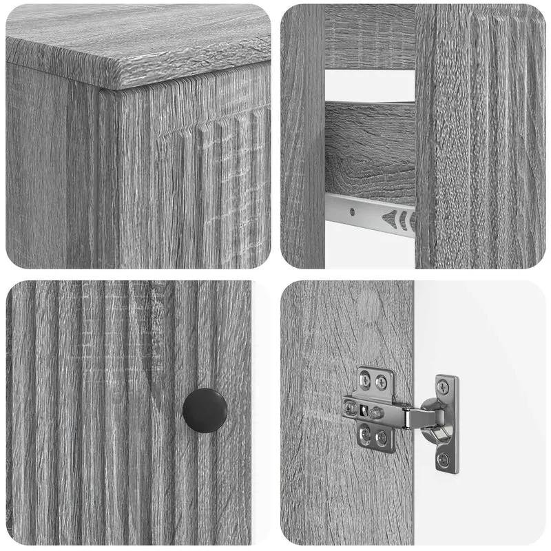 4 Piece Bathroom Cabinet Set EDE Grey Sonoma Engineered Wood