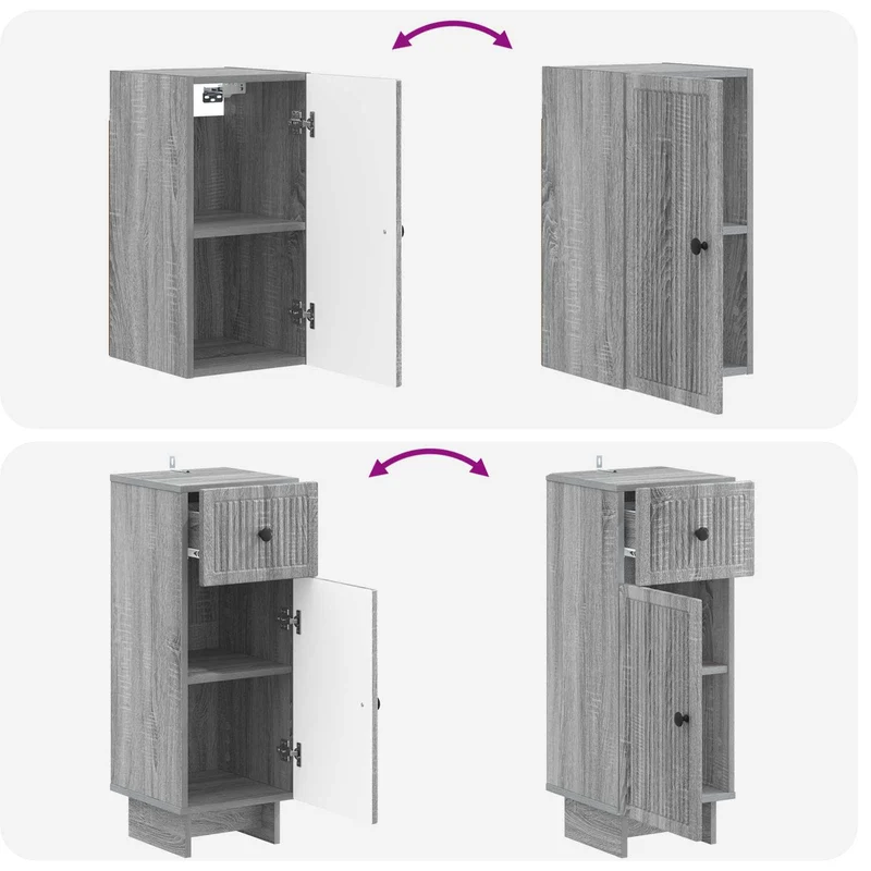4 Piece Bathroom Cabinet Set EDE Grey Sonoma Engineered Wood