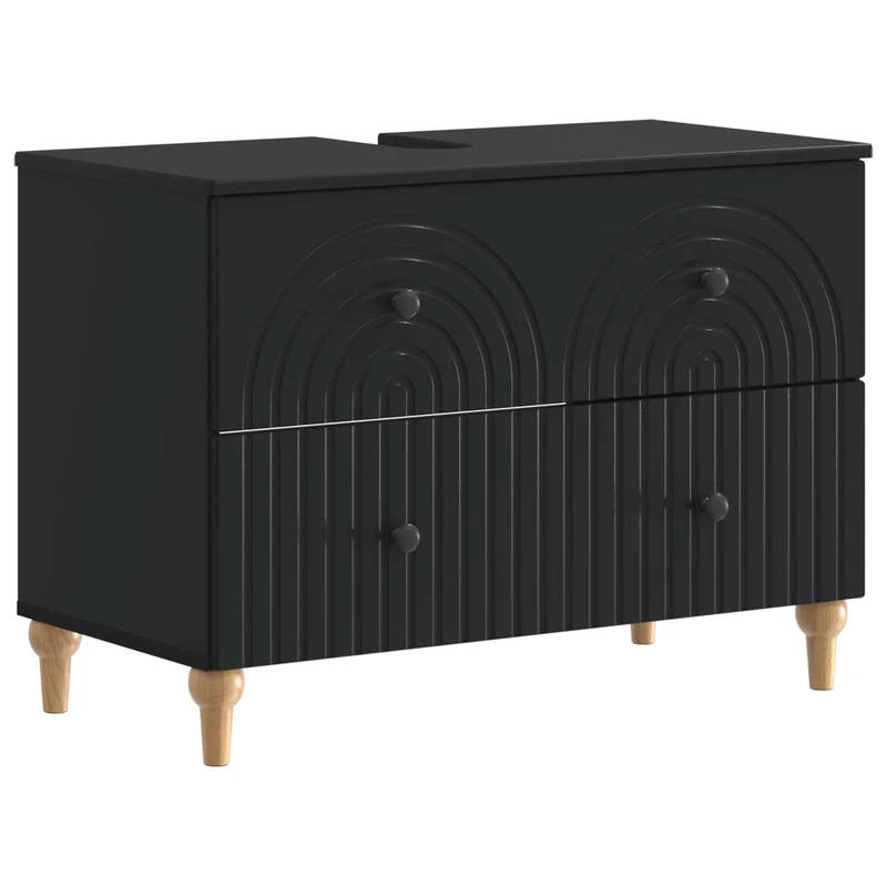 4 Piece Bathroom Cabinet Set ALKMAAR Black Engineered Wood