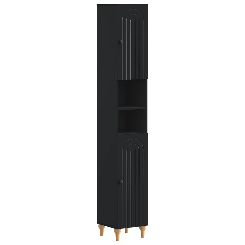 4 Piece Bathroom Cabinet Set ALKMAAR Black Engineered Wood