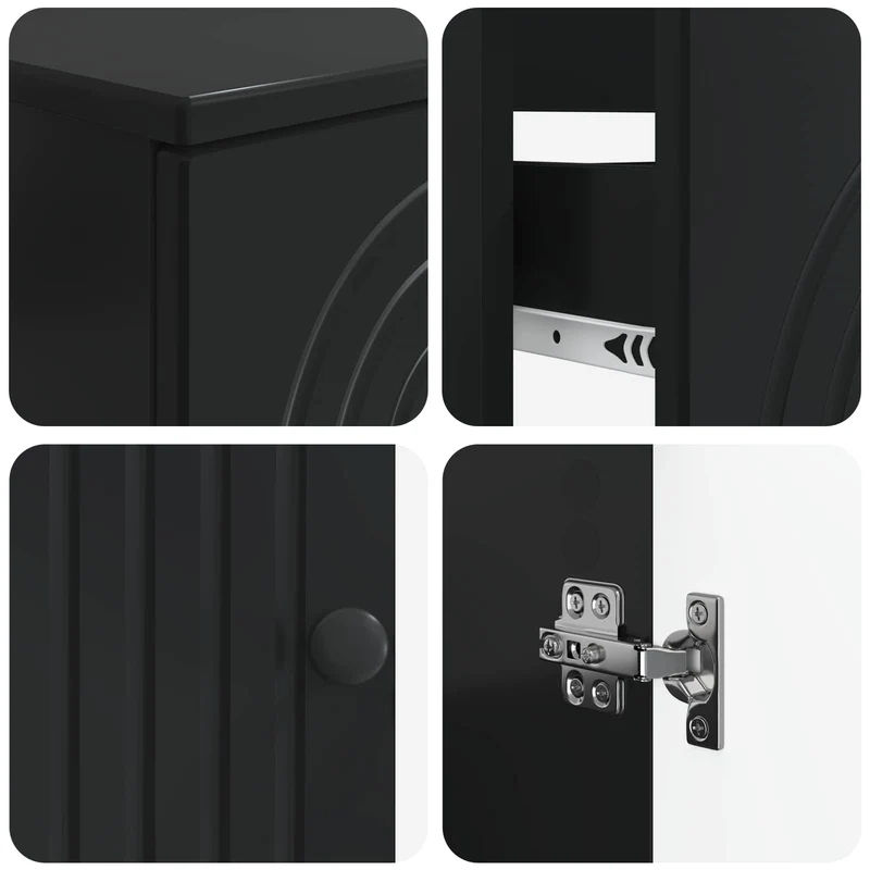 4 Piece Bathroom Cabinet Set ALKMAAR Black Engineered Wood