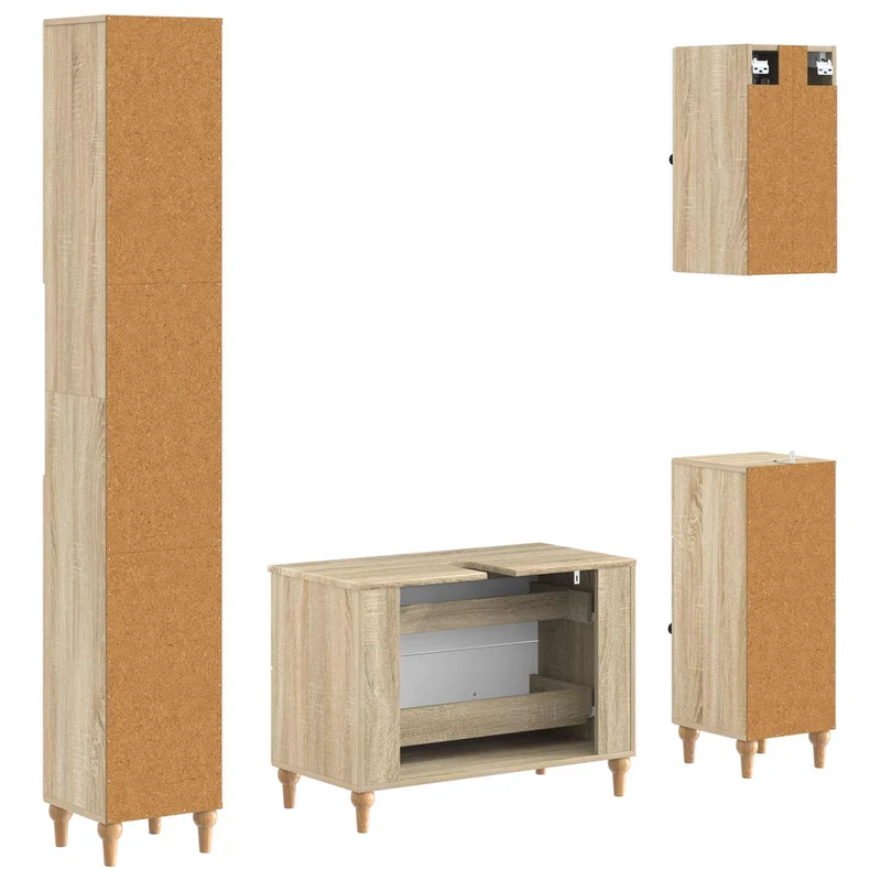 4 Piece Bathroom Cabinet Set ALKMAAR Sonoma Oak Engineered Wood