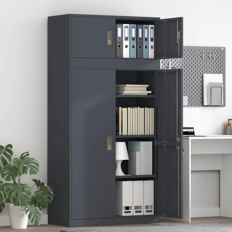 Storage Cabinet 2 pcs Anthracite 90 x 40 x 180 cm Steel