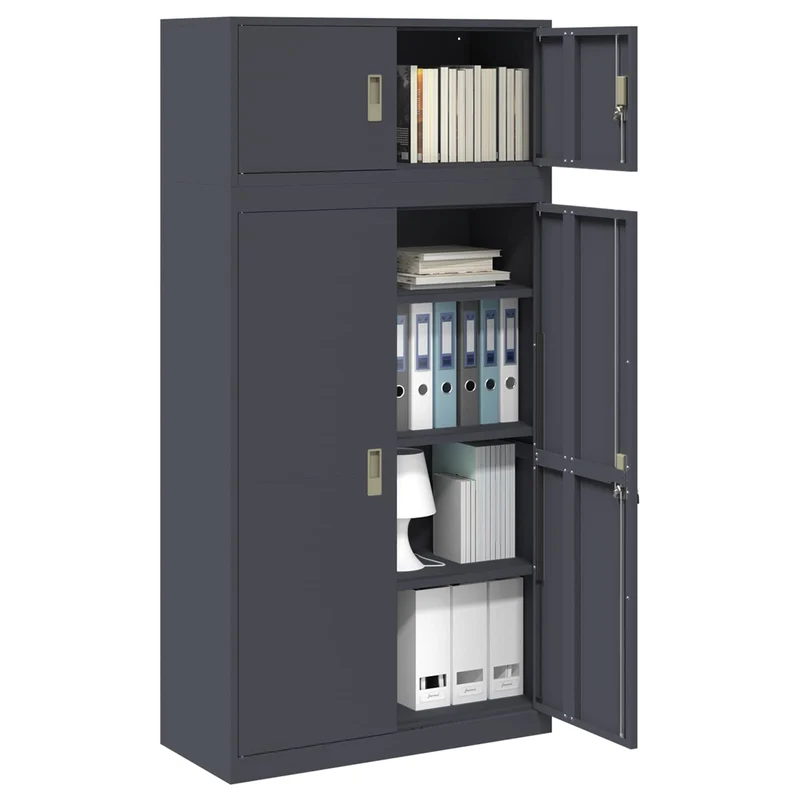 Storage Cabinet 2 pcs Anthracite 90 x 40 x 180 cm Steel