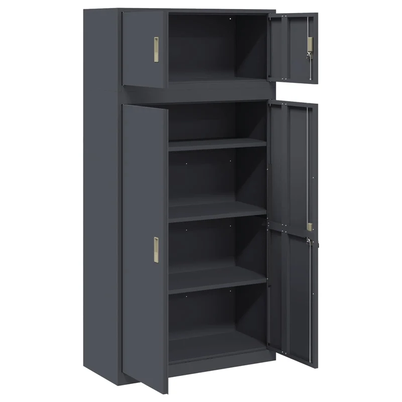 Storage Cabinet 2 pcs Anthracite 90 x 40 x 180 cm Steel