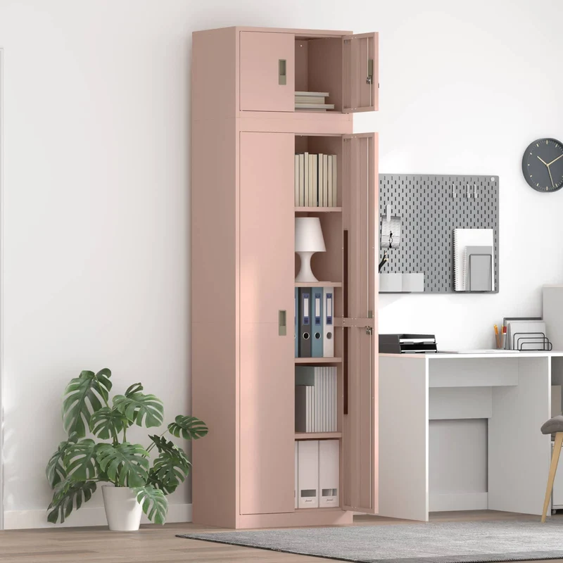 Storage Cabinet 2 pcs Pink 60 x 40 x 220 cm Steel Lockable
