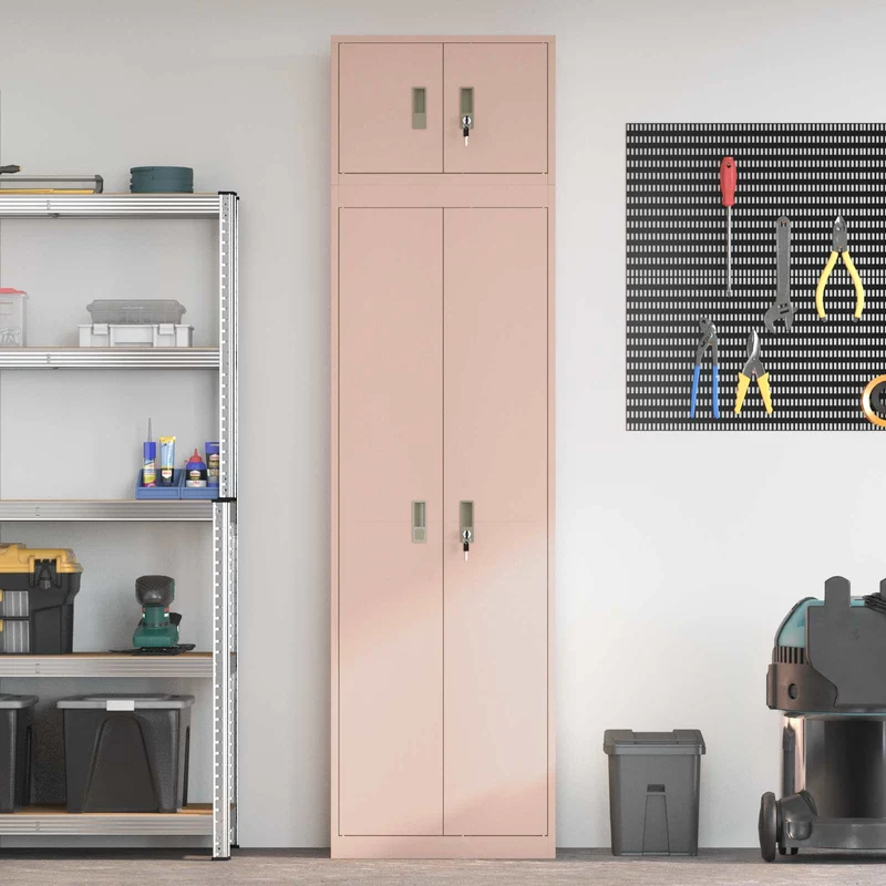 Storage Cabinet 2 pcs Pink 60 x 40 x 220 cm Steel Lockable