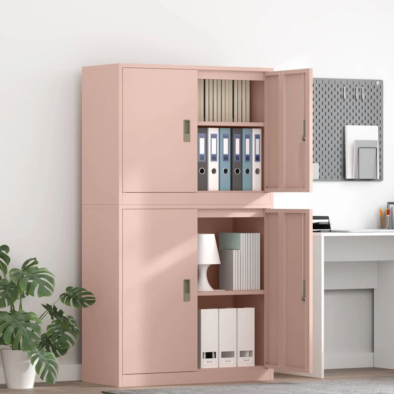 Storage Cabinet 2 pcs Pink 90 x 40 x 160 cm Steel Lockable