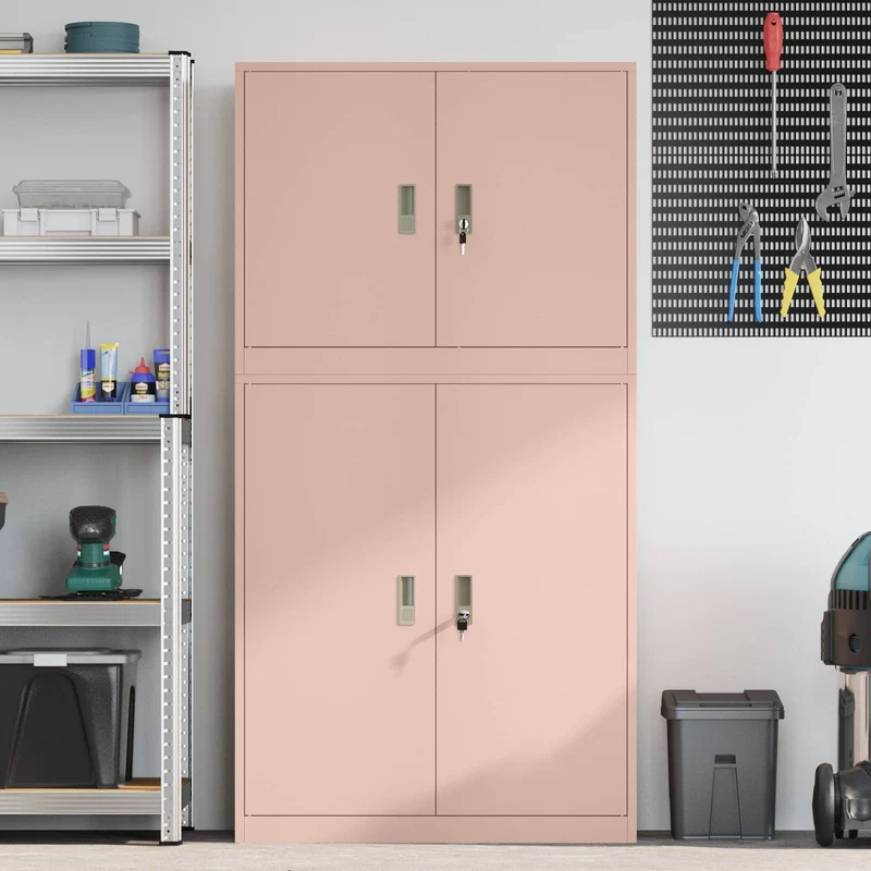 Storage Cabinet 2 pcs Pink 90 x 40 x 175 cm Steel Lockable