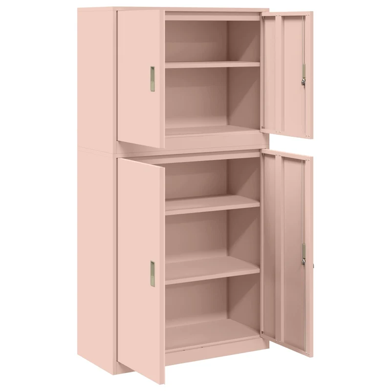 Storage Cabinet 2 pcs Pink 90 x 40 x 175 cm Steel Lockable