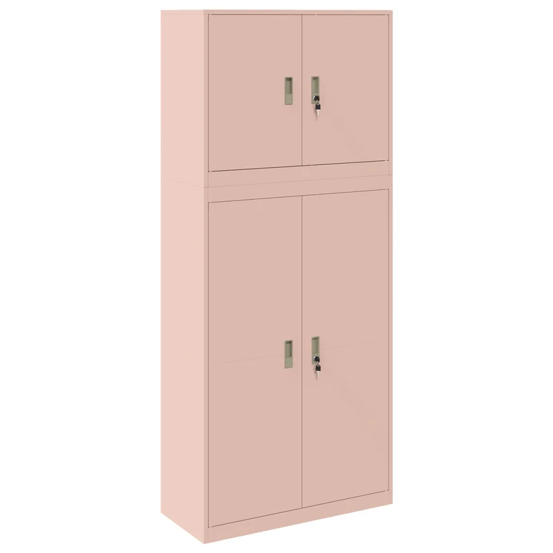 Storage Cabinet 2 pcs Pink 90 x 40 x 210 cm Steel Lockable