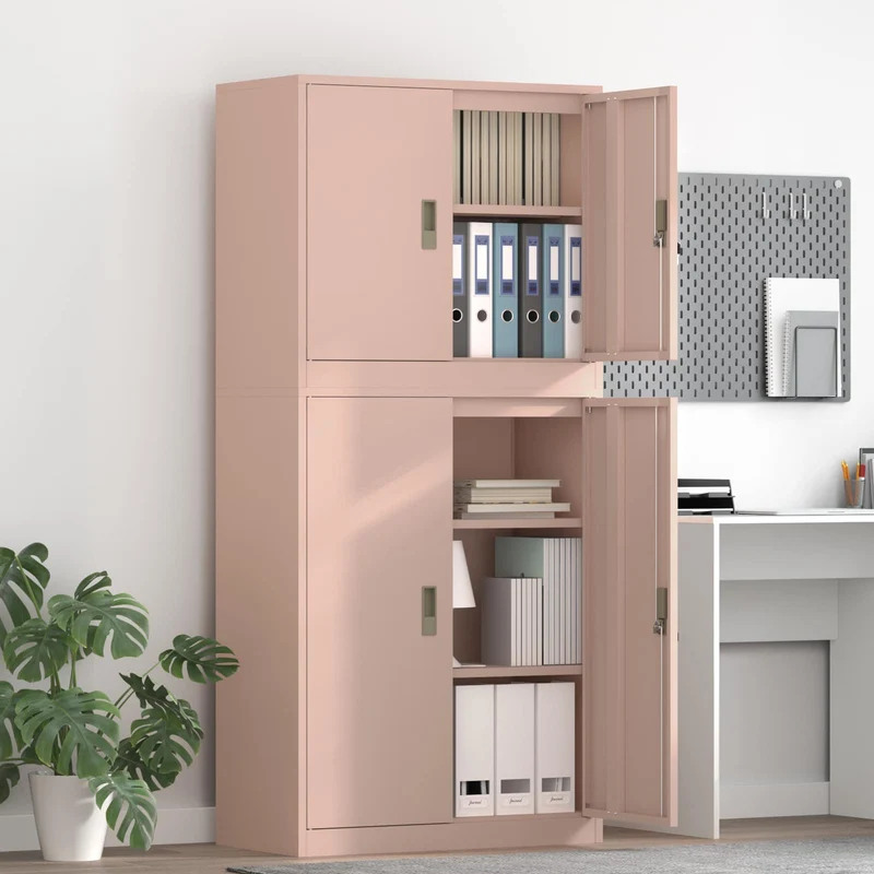 Storage Cabinet 2 pcs Pink 80 x 40 x 175 cm Steel Lockable
