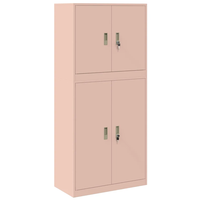 Storage Cabinet 2 pcs Pink 80 x 40 x 175 cm Steel Lockable