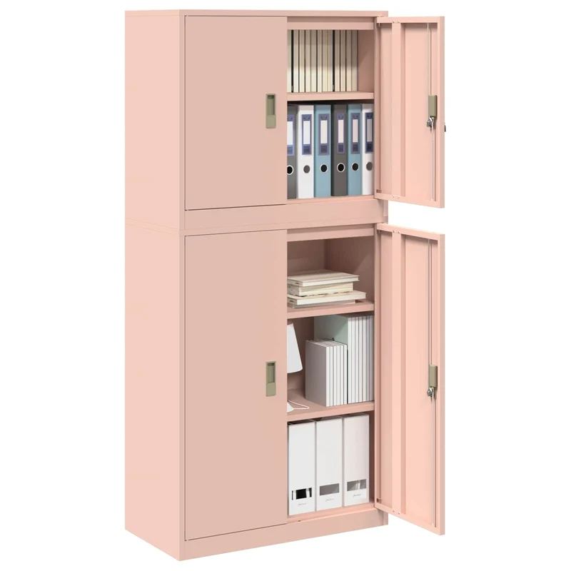 Storage Cabinet 2 pcs Pink 80 x 40 x 175 cm Steel Lockable