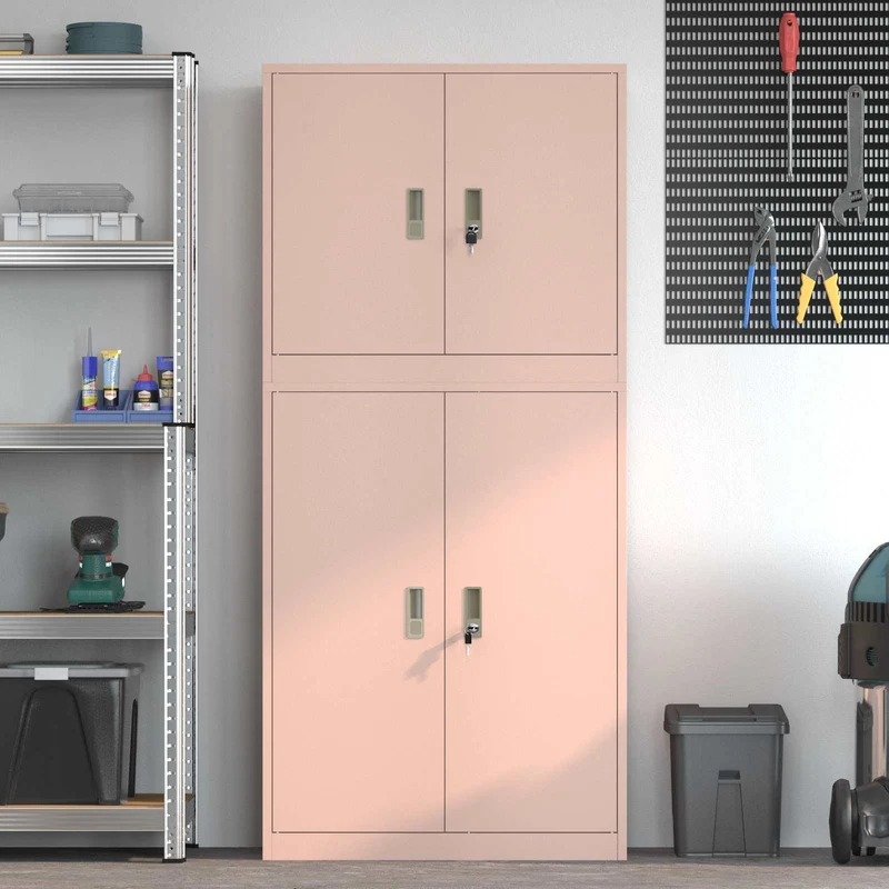 Storage Cabinet 2 pcs Pink 80 x 40 x 175 cm Steel Lockable
