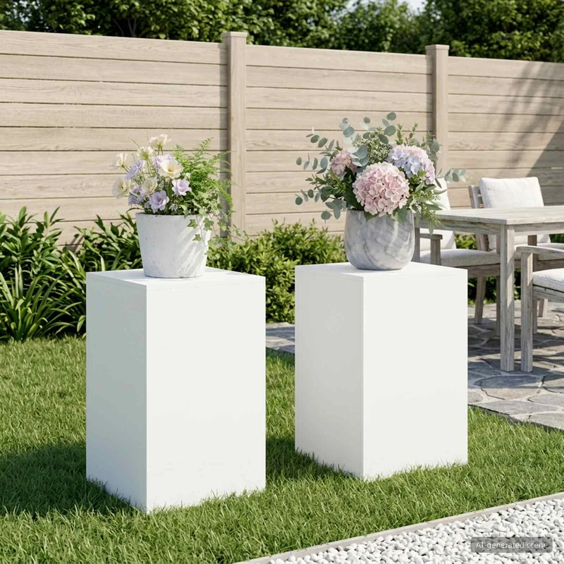 Plant Stand 2 pcs White 40 x 40 x 60 cm Steel