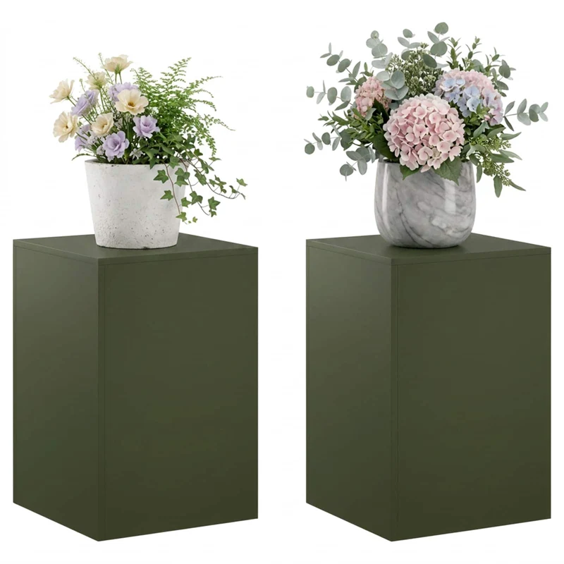 Plant Stand 2 pcs Olive Green 40 x 40 x 60 cm Steel