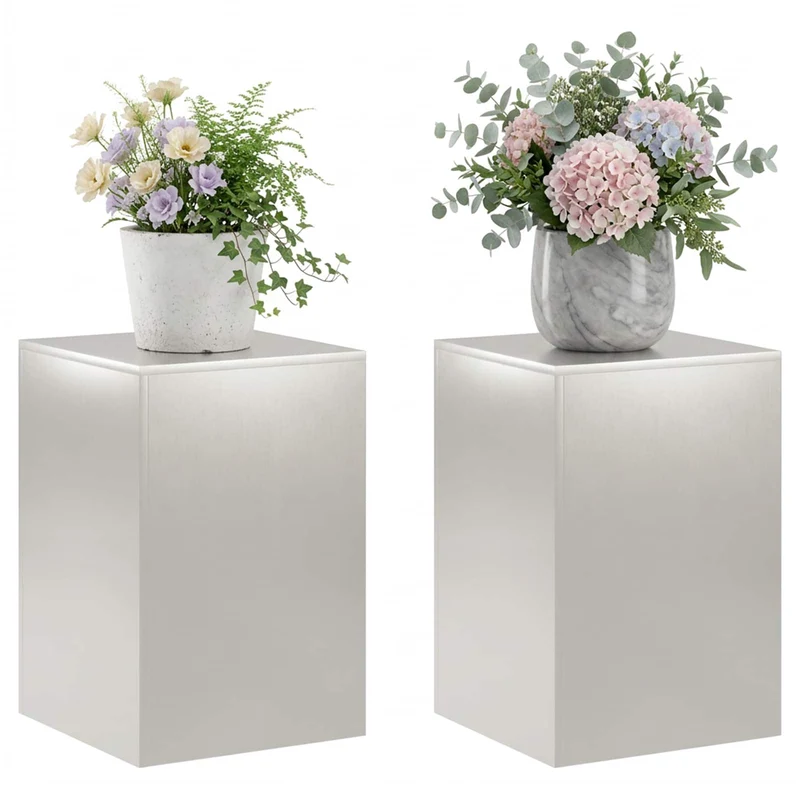 Plant Stand 2 pcs Silver 40 x 40 x 60 cm Steel