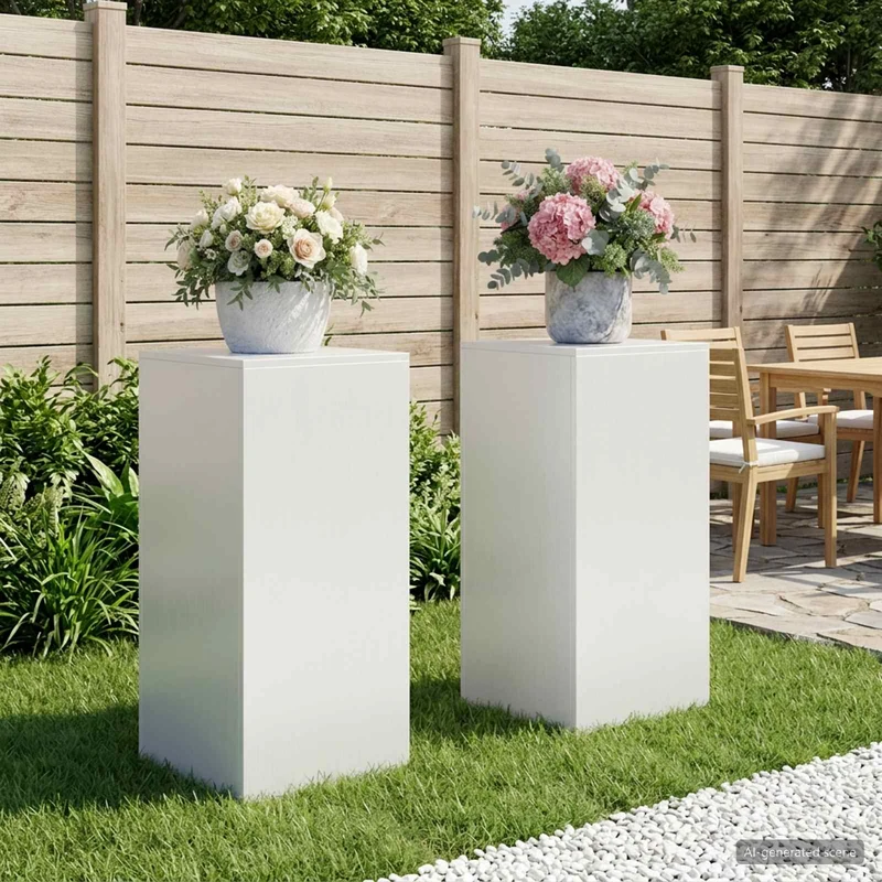 Plant Stand 2 pcs White 40 x 40 x 80 cm Steel