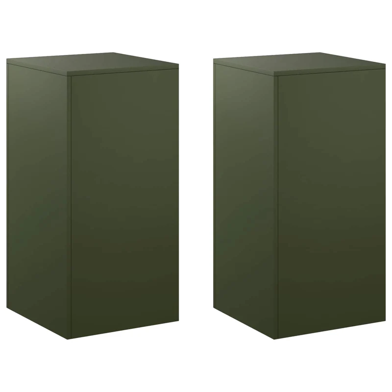 Plant Stand 2 pcs Olive Green 40 x 40 x 80 cm Steel