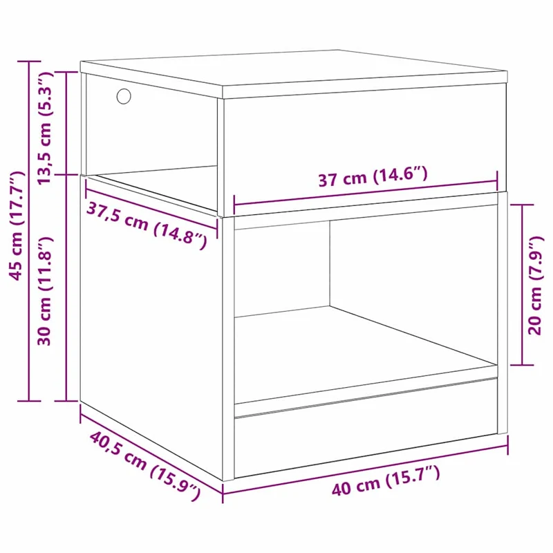 End Table Sonoma Oak 40.5 x 40 x 45 cm Engineered Wood