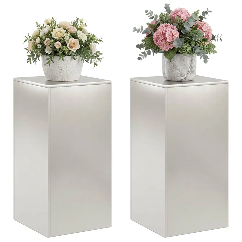 Plant Stand 2 pcs Silver 40 x 40 x 80 cm Steel