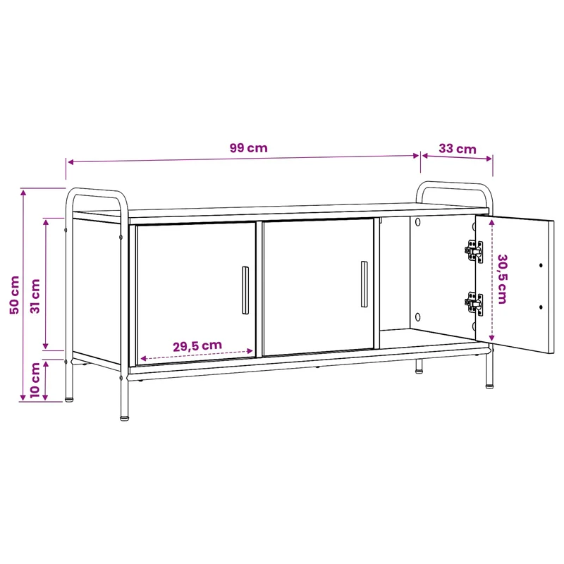 TV Cabinet 99 x 33 x 50 cm Old Wood Engineered Wood