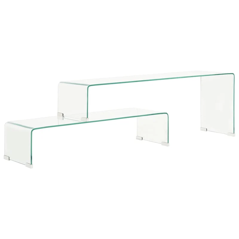 284728 vidaXL 2 Piece Coffee Table Set 90x30x20/110x30x40 cm Tempered Glass