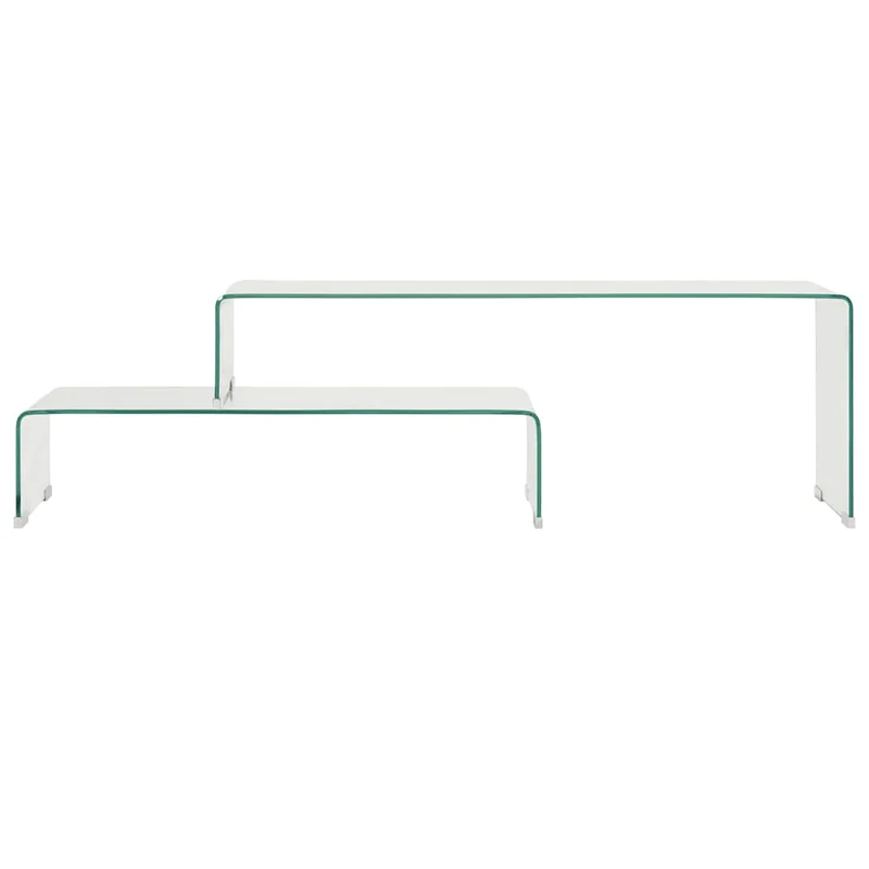 284728 vidaXL 2 Piece Coffee Table Set 90x30x20/110x30x40 cm Tempered Glass