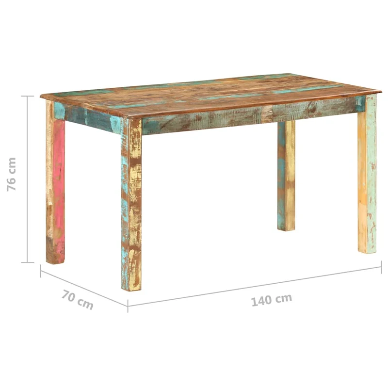 285930 vidaXL Dining Table Solid Reclaimed Wood 140x70x76 cm