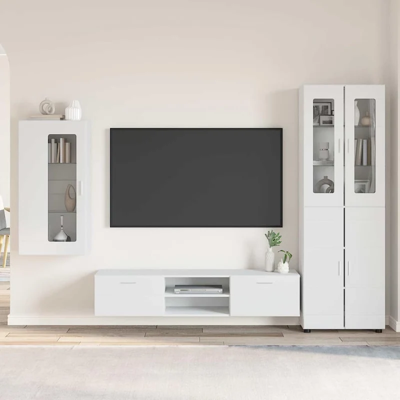 TV Cabinet Set FLORIN 3 pcs White Engineered Wood