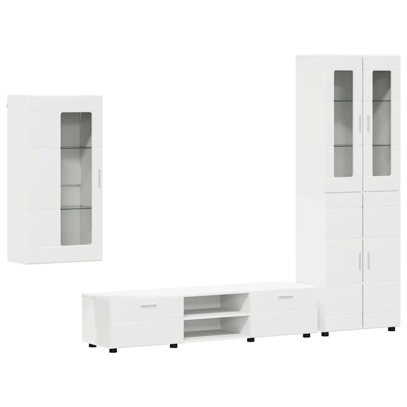 TV Cabinet Set FLORIN 3 pcs White Engineered Wood